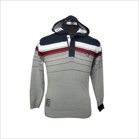 Woolen Men Sweaters - Wool, Multiple Sizes, Gray | Soft Wool, Hooded Design, Durable Fabric, Customizable, Warm Comfort