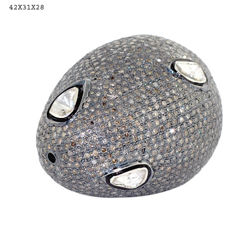 Rosecut Diamond Designer Finding - Silver 44.37g, 12.26cts Diamonds | Elegant Design, Luxury Look, Fine Craftsmanship