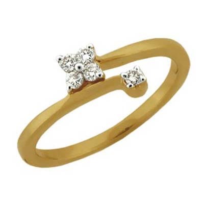 Ag Real DiamondFLOWER WITH A SMALL BEAD DIAMOND RING AGSR0145