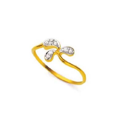 Ag Real Diamond BEAUTIFUL EMO FLOWER DIAMOND RING AGSR0164 - 18k Gold Plated Silver, 0.08ct, White I-J Diamonds, Elegant Design, Diamond Accents