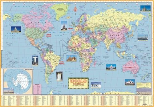 World Political Map Dimensions: 100 A  70  Centimeter (Cm)