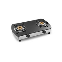 Glass Burner - Glass Metal, 30.75"x18.37"x6', Black, Gas Two Burners | Durable, Easy Operation, Customizable
