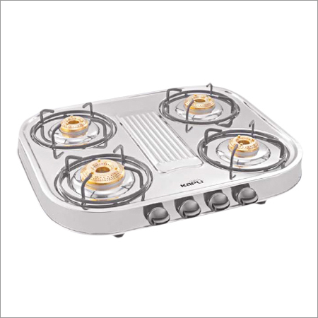 Burner Cooktops - Stainless Steel 24"x23"x4.25" White, Four Burners, Easy Cleaning, Efficient Cooking