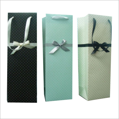 Paper Wine Bags - Paper, Variable Dimensions, Black Beige Light Green, Ribbon Tie Closure | Elegant Design, Customizable, Durable, Eco-Friendly