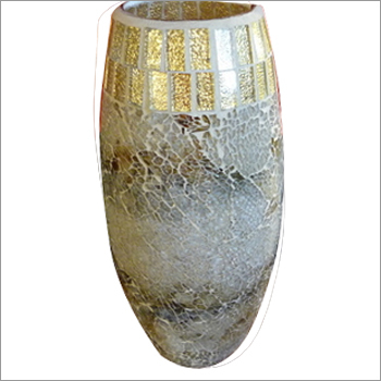 Flower Pots & Vases - Glass Mosaic, 12x6 Inches, Gold | Elegant Design, Durable, Easy Cleaning