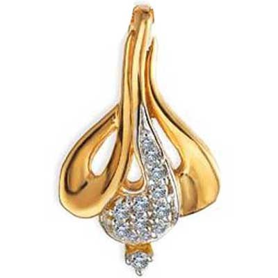 Avsar Real Gold and Diamond Fancy Rebbin Shape Diamond Pendant AVP0104 - 18K Gold 2.200g, White I-J VS-SI Diamonds 0.13ct, 13 Pcs | Elegant Design, Luxury Gift, Authenticity Certificate