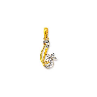 Avsar Real Gold and Diamond BEAUTIFUL FANCY REBBON SHAPE LEAVE DIAMOND PENDANT AVP0109
