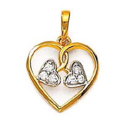 Avsar Real Gold and Diamond THREE FANCY HEART SHAPE DIAMOND PENDANT AVP0130