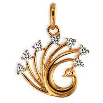 Avsar Real Gold and Diamond Diamond Peacock Shape Pendant AVP0138 - 18K Gold 1.6g, 0.12ct White I-J Diamonds, VS-SI Clarity