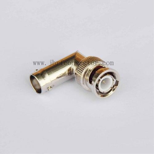 BNC Male to F Female Right Angle Adaptor - Brass, PTFE Insulator, Silicone Gasket, 0-11 GHz, 50 Ohm, VSWR 1.30, Durable Connection