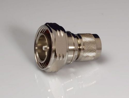 DIN Male to N Male Adaptor - Brass, PTFE Insulator, Silicone Rubber Gasket, 0-11GHz | 50Ω, 1.0mΩ Inner Contact Resistance, 500 Cycles Durability