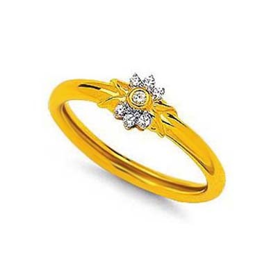 Avsar Real Gold And Diamond FLOWER BAND SHAPE DIAMOND RING AVR110