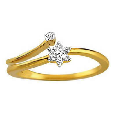 Avsar Real Gold And Diamond SPARKLING FLOWER WITH A SMALL BEAD DIAMOND RING AVR117