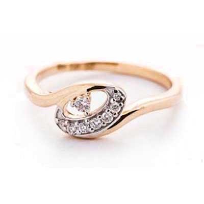 Avsar Real Gold And Diamond SUPERB OVAL SHAPE DIAMOND RING AVR120 - 18K Gold 1.5g, 0.12ct White I-J Diamonds, VS-SI Clarity, US 6-8, India 11-13, Adjustable Size