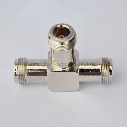 N Female T Adaptor - Brass, PTFE Insulator, Silicone Rubber Gasket, 0-11 GHz | 50 Ohm, 500 Cycles Durability, Low Contact Resistance
