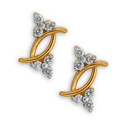 Avsar Real Gold and Diamond FASHION SHAPE EARRING AVE0152
