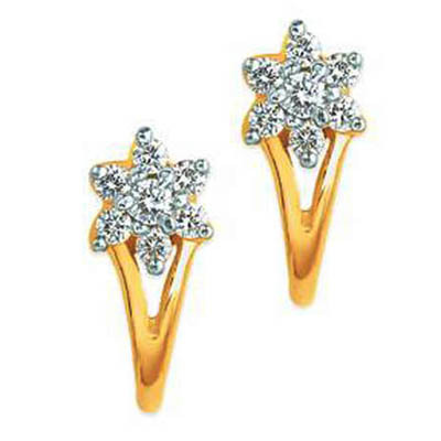 Avsar Real Gold and Diamond FLOWER CLIP SHAPE EARRING AVE0153