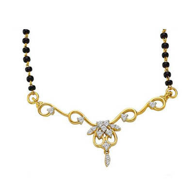 Avsar Real Gold and Diamond FANCY FLOWER SHAPE MANGALSUTRA  AVN068