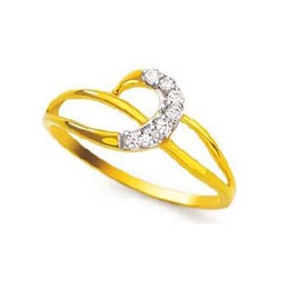 Bling Diamond Accessories Daily Wear Slim Half Moon Shape Diamond Ring BGR064 - 18K Gold, US Size 6-8, 0.12 ct Diamonds, White I-J, VS-SI Clarity