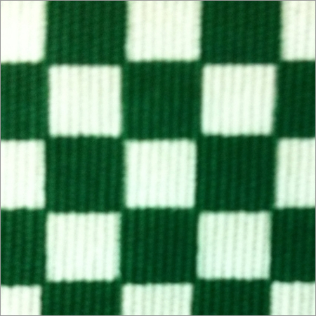 White & Green Chess Board Printed Matty Fabric