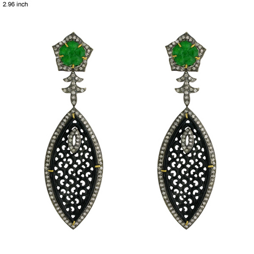 Sterling Silver Jade Carving Earring