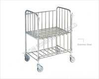 Infant Bed - Stainless Steel, 740x450x850 mm, White | 1 Shelf, S.S. Guard Rails, 4 Swivel Castors with Brakes, Knock-Down Design
