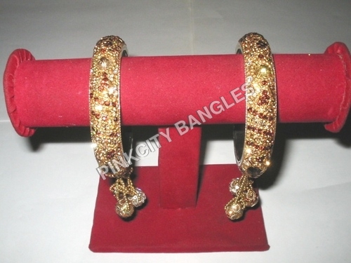 Goli Kada - Metal Alloy 2.5-3 Inch, Copper Golden & Mehroon Green | Elegant Design, Polished Finish, Comfortable Fit