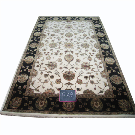 Hand Knotted Black Ivory Rug