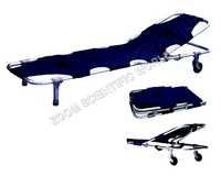 Stretcher Single Fold With Adjustable Back Rest - Aluminum Alloy, 185x52x24 Cm, White & Blue | Lightweight, Waterproof, Adjustable Back Rest, 159 Kg Load Capacity