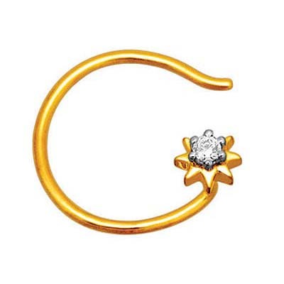 Unique Solitaire Diamond Studio ATTRACTIVE STAR ONE DIAMOND NOSE RING UQNO012