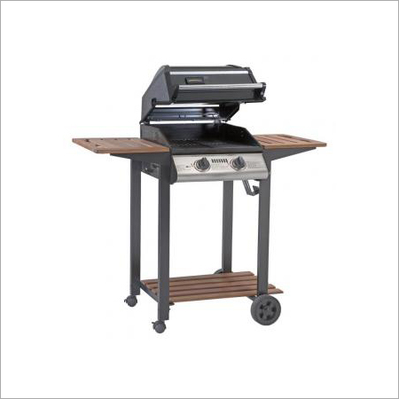 Outdoor Bar-be-que Hunter - Enameled Steel 1209x596x1165mm, Cast Iron Grills, Auto Ignition, LPG Gas, Side Shelves