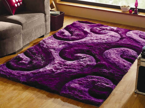 Designer Shaggy Carpets - Polyester, Various Sizes, Purple, 50mm Pile Height | Soft Texture, Durable, Comfortable, Stylish Design, Easy Cleaning