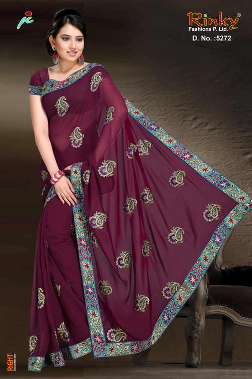 DESIGENR SAREES COLLECTION - Silk 5.5m Maroon, Embroidered Border | Elegant Designs, Vibrant Colors, Shrink Resistant