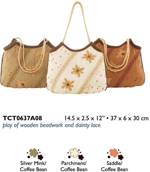 PLAY OF WOODEN BEADWORK WITH DAINTY LACE