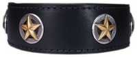 Fancy Leather Dog Collar - Leather, Adjustable, Black With Star Studs | Durable Leather, Stylish Design, Comfortable Fit