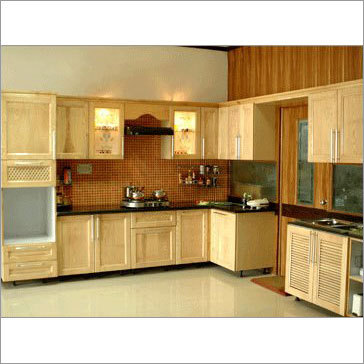 Modular Kitchen - Wood, Variable Dimensions, Beige | Modular Design, Customizable, Durable, Space-Saving, Matte Finish, Professional Installation, 1 Year Warranty