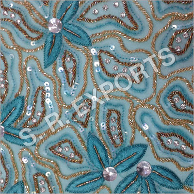 Embroidered Fabric - Polyester, 54" Width, 150gsm, Teal | Durable, Elegant, Versatile, Floral Embroidery