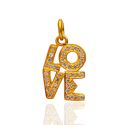 Designer 14k Gold LOVE Pendant