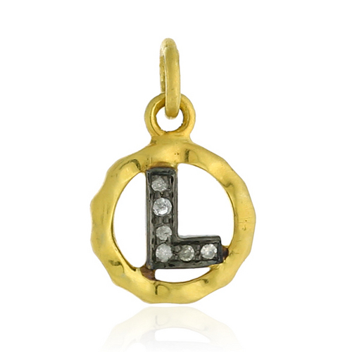 'L' Gold Charm Diamond Pendant