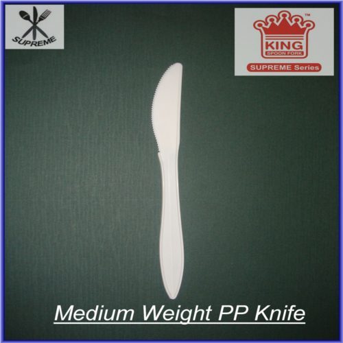 Medium Weight PP Knife - Food Grade Polypropylene, 7.5 inches Length, White Color, Lightweight, Disposable, Smooth Edges, Durable Finish