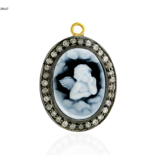 18k Gold Cameo Diamond Pendant