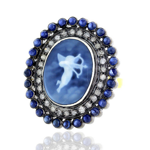 Sapphire Cameo Gold Ring