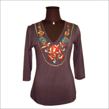 Ladies Embroded Knitted T Shirt