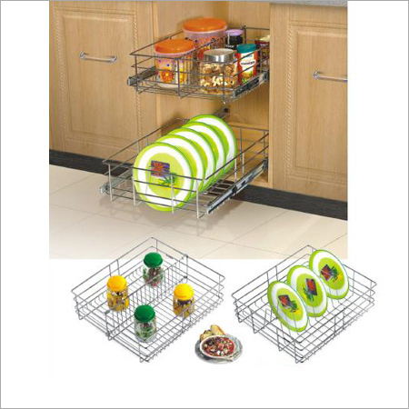 Kitchen Products - Steel Wire, 18x12 Inches, Chrome Plated | Easy Access, Space Saving, Rust Resistance, Smooth Glide, Organized Storage, 30 Lbs Load Capacity