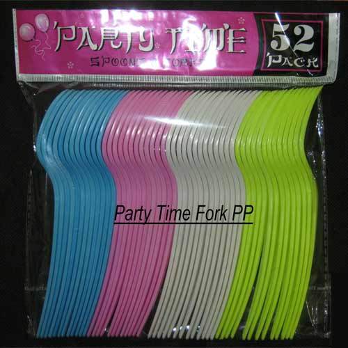 Party Time Fork PP - Polypropylene, 150 mm Length, Multi Color, 2.4 gm Lightweight Design | Ideal for Eating, Disposable, Durable Quality