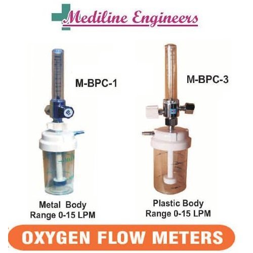 Oxygen Flow Meter with Humidified White Bottle