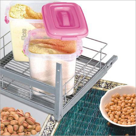 Kitchen Products - Metal Wire Adjustable Depth Chrome Finish Basket, Easy Access, Space Saving, Smooth Glide