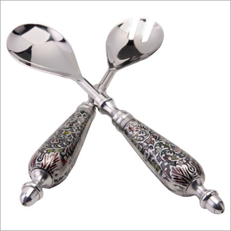 Silver And Grey Salad Server