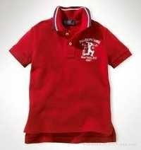 Red Collar Neck Kids T Shirt