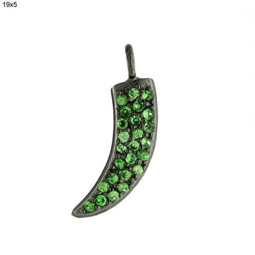 Tsavorite Gemstone Charm Diamond Pendant